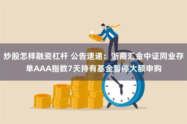 炒股怎样融资杠杆 公告速递：浙商汇金中证同业存单AAA指数7天持有基金暂停大额申购